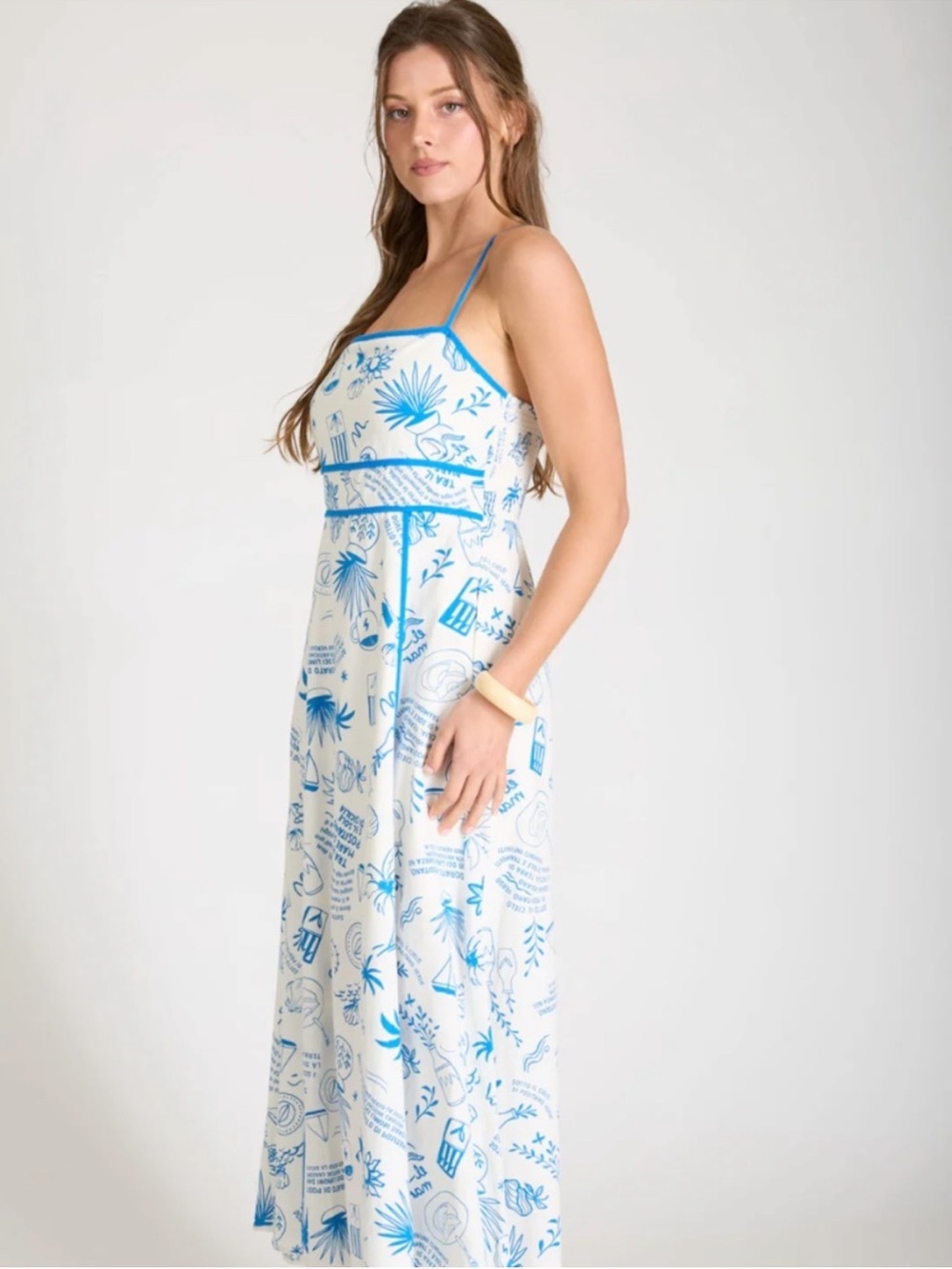 NWT Blu Pepper Blue & White Positano Coastal Print Maxi Dress – Small - Picture 5 of 6